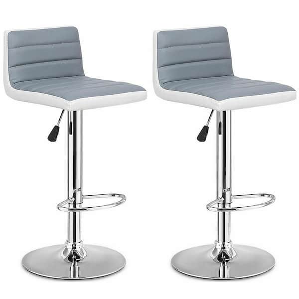 Costway Set Of 2 39 In Gray Bar Stools, Pub Bar Stools With Arms