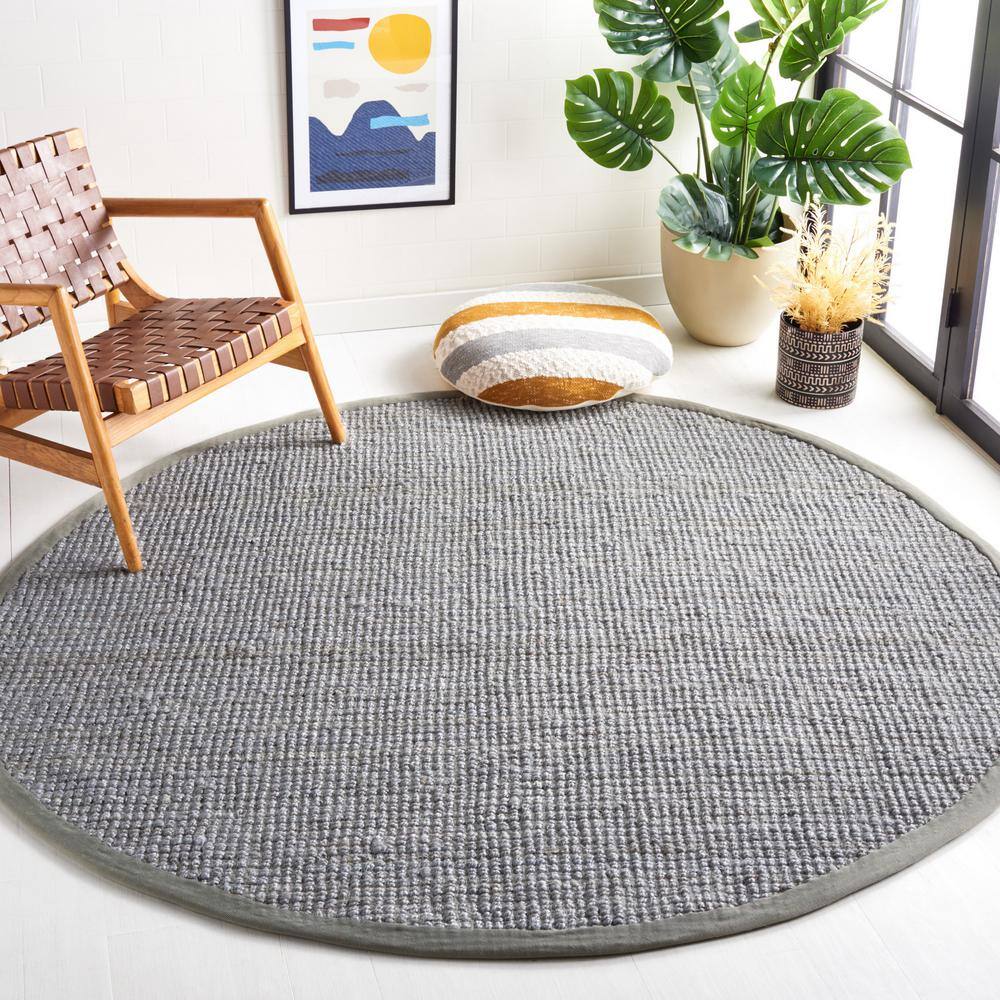 Natural Fiber 5 X 5 Light Gray Solid Color Round Area Rug price history on PriceWatchPro