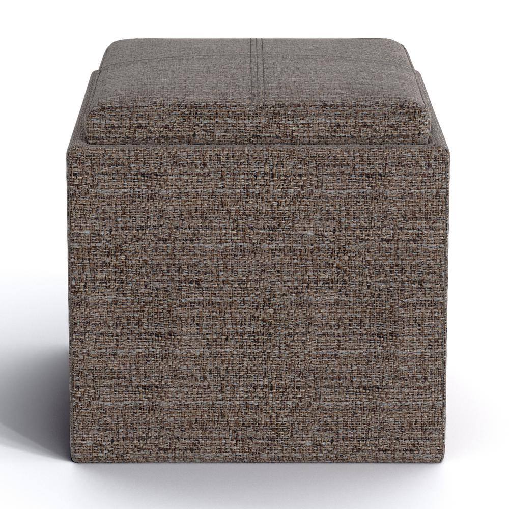 Mink Brown Square Faux Leather Storage Ottoman