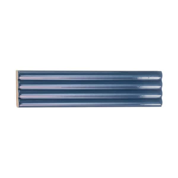 Arte Blue 1.97 in. x 7.87 in. Glossy Ceramic Subway Deco Wall and Floor Tile (4.09 sq. ft./case) (38-pack)