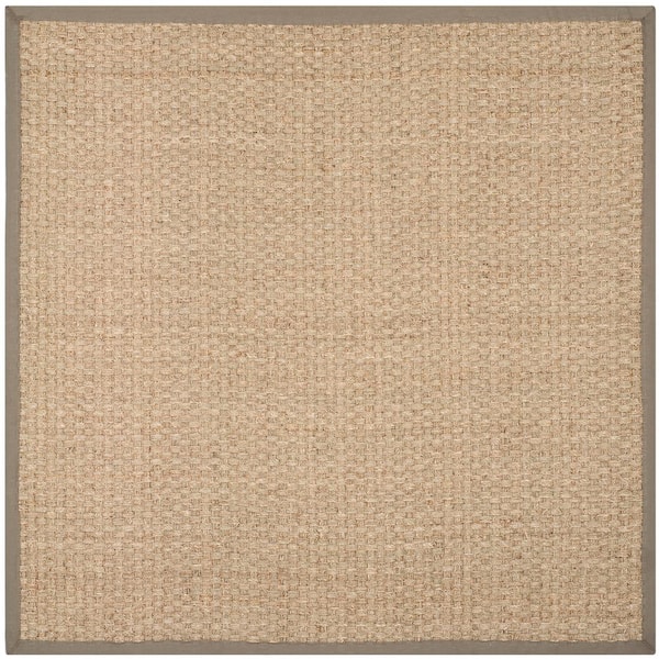 Natural Fiber Beige/Gray 8 ft. x 8 ft. Square Border Area Rug