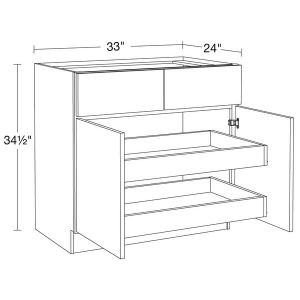 Home Decorators Collection - Hargrove 33 in. W x 24 in. D x 34.5 in. H Assembled Plywood Base Kitchen Cabinet in Veiled Gray with 2ROT Soft Close