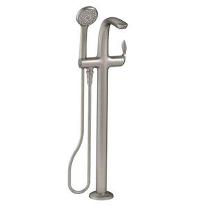 Refinia Single-Handle Claw Foot Tub Faucet Floor Mount Bath Filler with Hand Shower in Vibrant Brushed Nickel