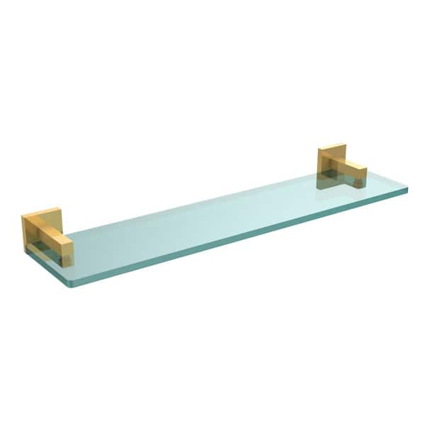 Allied Brass Montero 22 in. L x 2 in. H x 5-3/4 in. W Clear Glass Vanity Bathroom Shelf in Unlacquered Brass