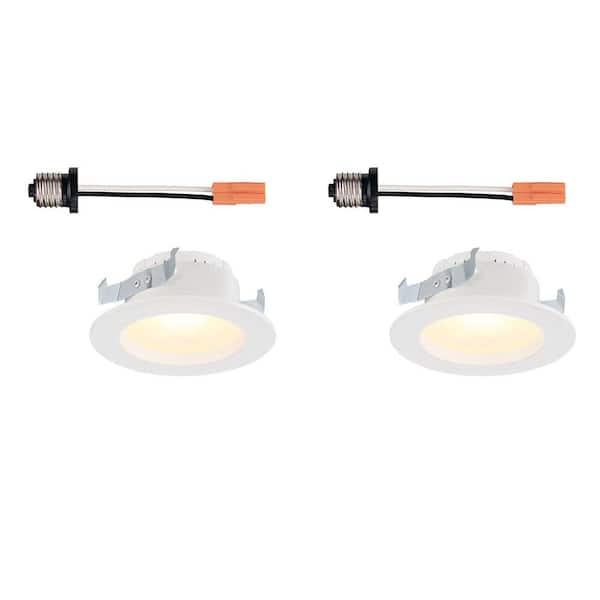 Commercial Electric 4 in. White Integrated LED Recessed Can Light Trim (2-Pack)
