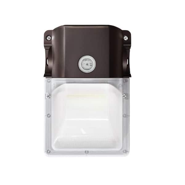 100-Watt Equivalent Bronze Integrated LED Mini Wall Pack Light, 3080Lumens With Dusk To Dawn Photocell, 3080LM, 5000K