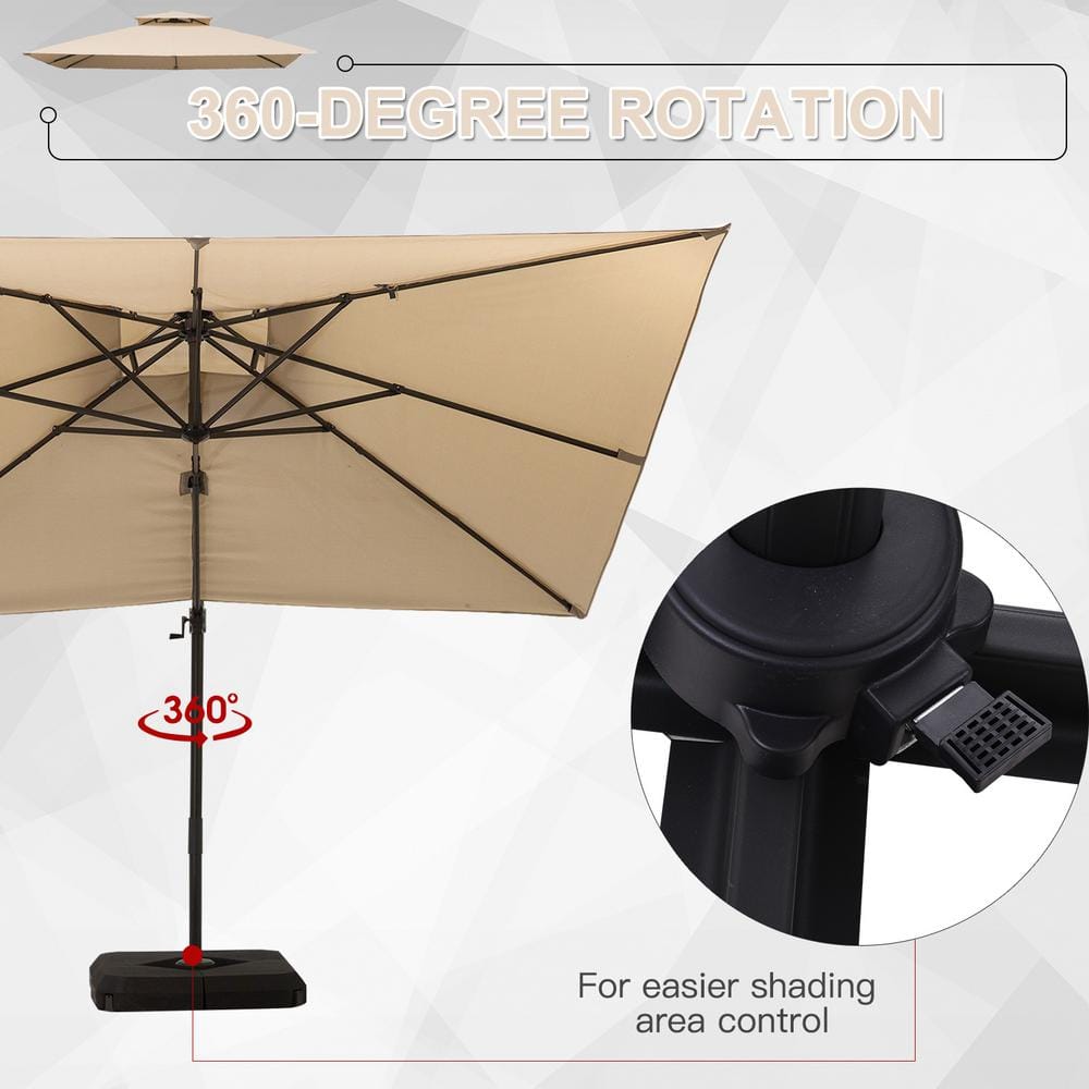 Latte 10ft Cantilever Patio Umbrella with Metal Pole and Base
