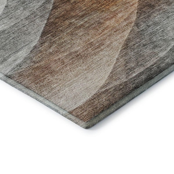 Mayfield Premium Machine Washable Abstract AMF1176 Khaki 8 ft. x 10 ft. Area Rug