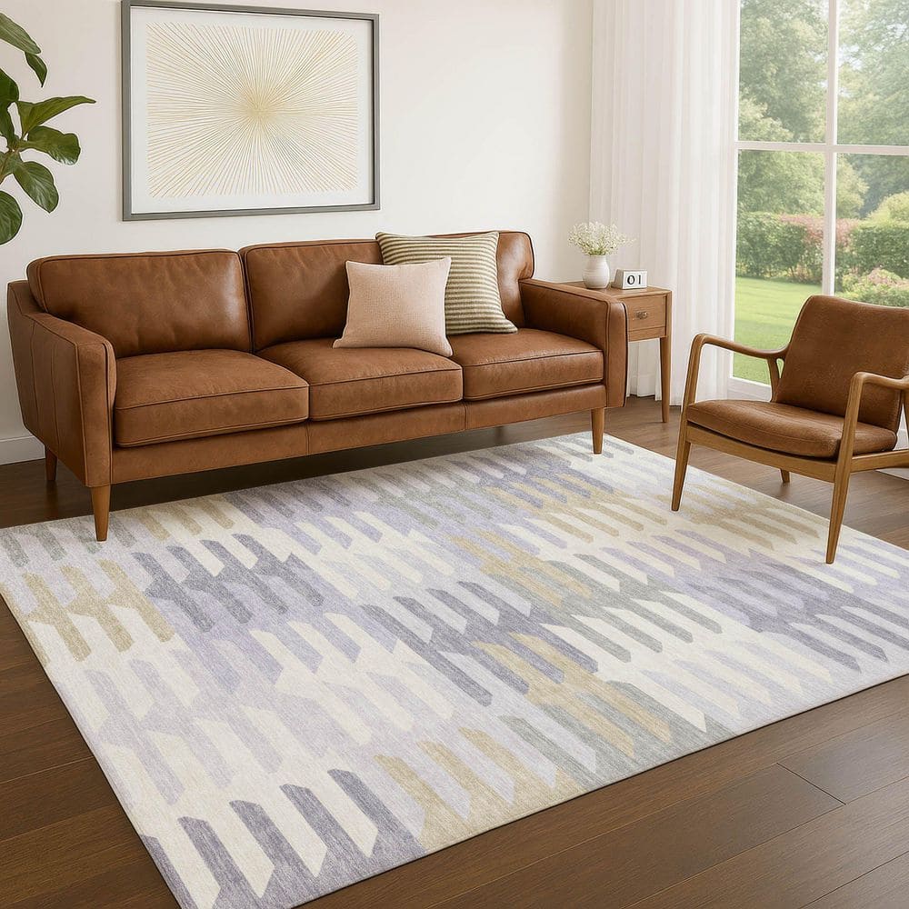 Chantille Machine Washable Indoor/Outdoor Abstract ACN2328 Lavender 3 ft. x 4 ft. Area Rug price history on PriceWatchPro