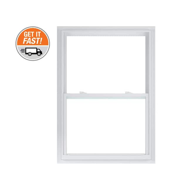 35.375 in. x 47.25 in. 50 Series White Single Hung Low-E Argon Glass Vinyl Fin Window, Screen Incl
