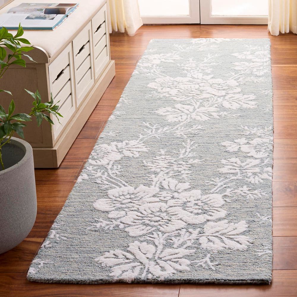 Glamour 2 ft. x 8 ft. Blue/Ivory Solid Floral Runner Rug price history on PriceWatchPro