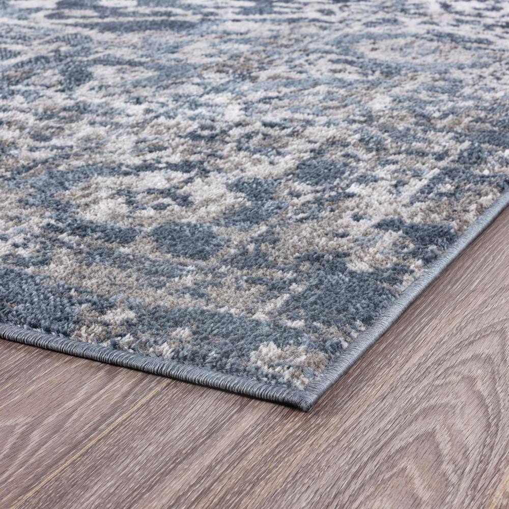Nexus Blue and White Synthetic 5' x 7' Rectangular Area Rug