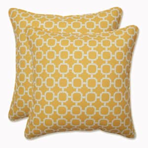 Yellow Square Outdoor Square Throw Pillow 2-Pack