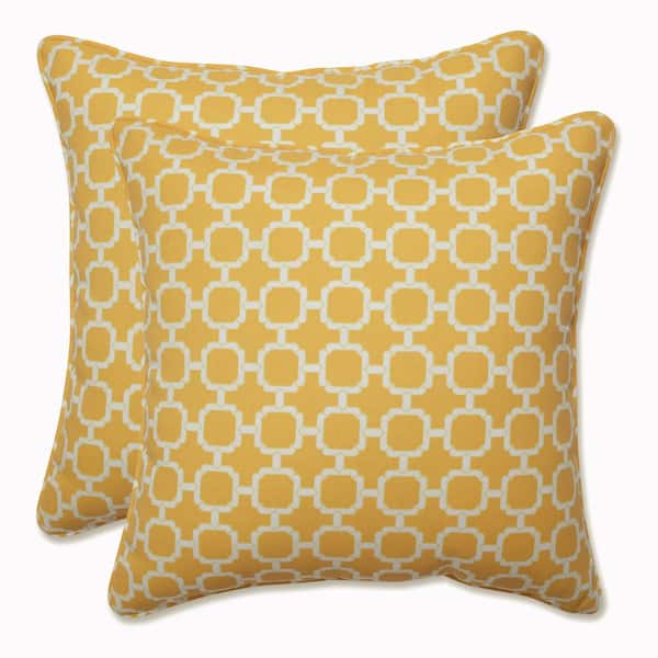 Pillow Perfect Yellow Square Outdoor Square Throw Pillow 2-Pack