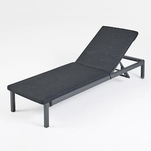 Cape Coral Dark Grey 1-Piece Aluminum Outdoor Patio Chaise Lounge with Dark Grey Cushions