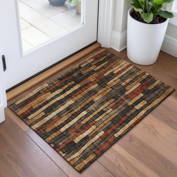 Mayfield Premium Machine Washable Abstract AMF1301 Coffee 2 ft. x 3 ft. Area Rug