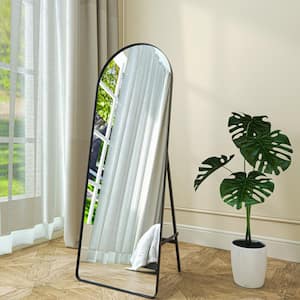 22 in. W x 65 in. H Classic Arched Black Aluminum Alloy Framed Full Length Mirror Standing Floor Mirror