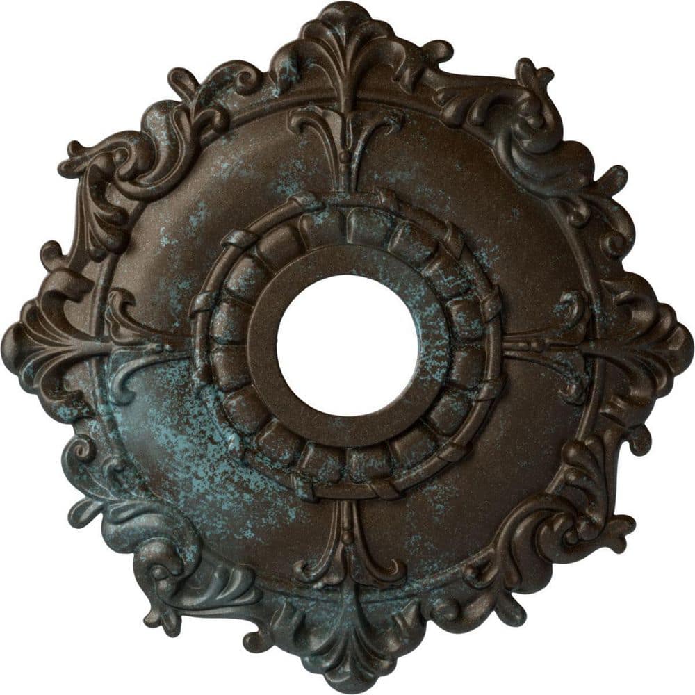 Ekena Millwork 1-1/2 in. x 18 in. x 18 in. Polyurethane Riley Ceiling  Medallion, Bronze Blue Patina CM18RLBBS - The Home Depot