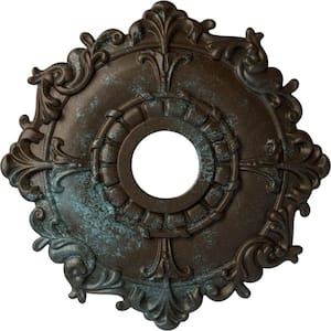 1-1/2 in. x 18 in. x 18 in. Polyurethane Riley Ceiling Medallion, Bronze Blue Patina