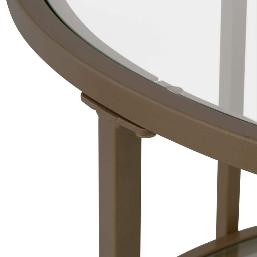 Bronze Round Metal and Glass Nesting Side Tables, Set of 2