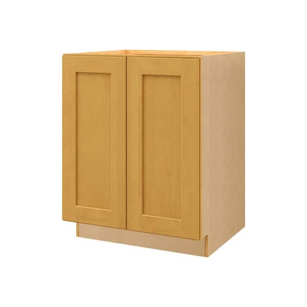 Aberdeen Recessed 33 in. W x 34.5 in. H x 24 in. D in Caramel Plywood Assembled Full Height Door Base Cabinet