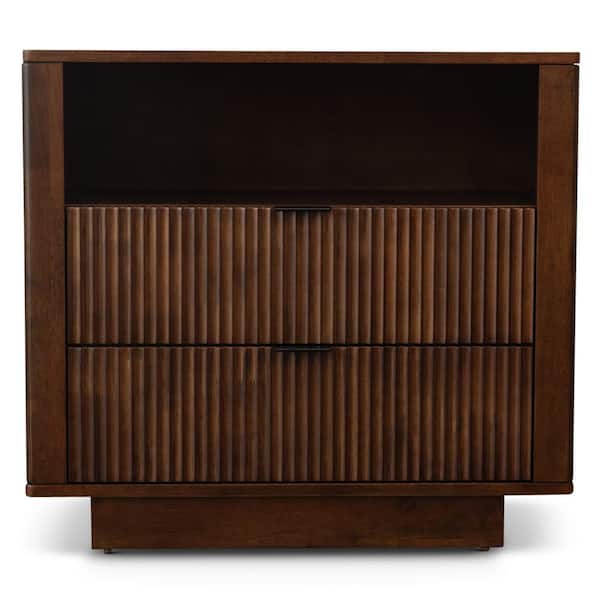 Ashcroft Furniture Co Weldon 31 in W Walnut Brown 2-Drawer Nightstand ...