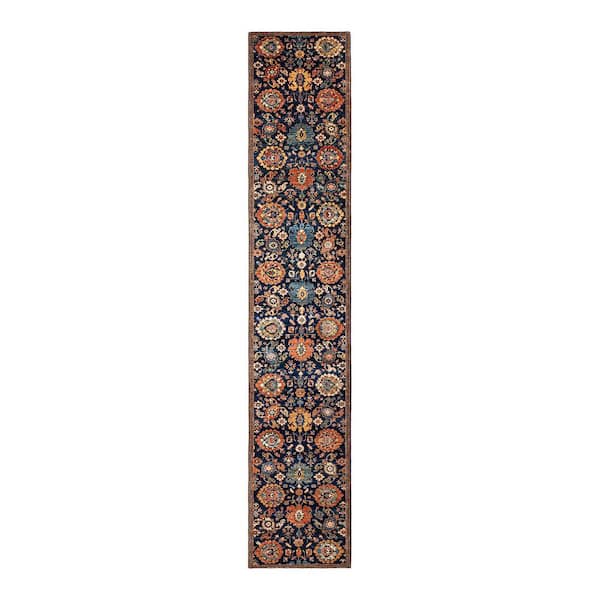 Solo Rugs Serapi One-of-a-Kind Traditional Blue 3 ft. x 16 ft. Runner Hand Knotted Tribal Area Rug