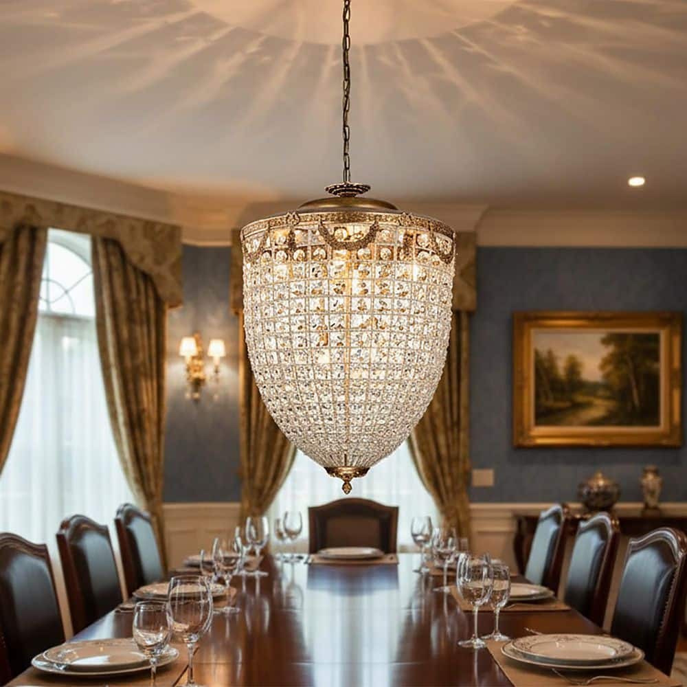 chandelier シェルフ Edvivi Sonoma 23.5 in. 6-Light Modern Antiqued Gold Beaded Glum