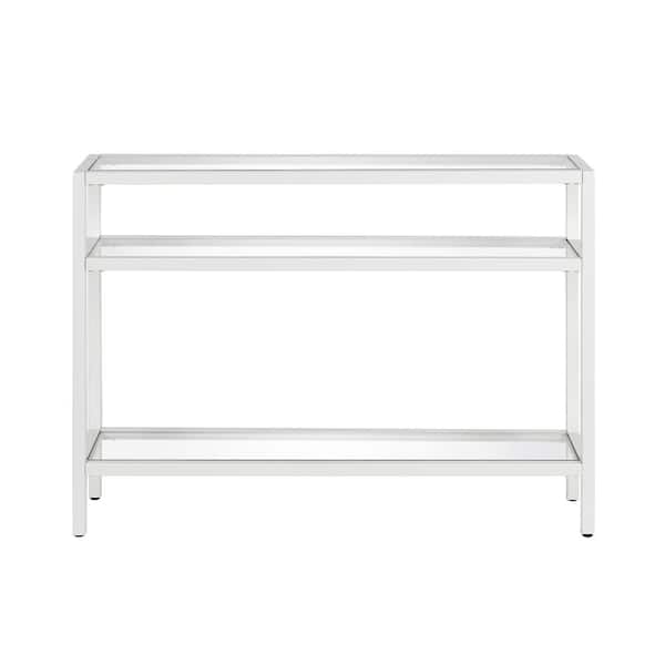 Meyer&Cross Sivil 42 in. White Standard Rectangle Glass Console Table with Storage