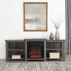 70 in. Slate Gray Composite TV Stand with Electric Fireplace (Max tv size 78 in.)