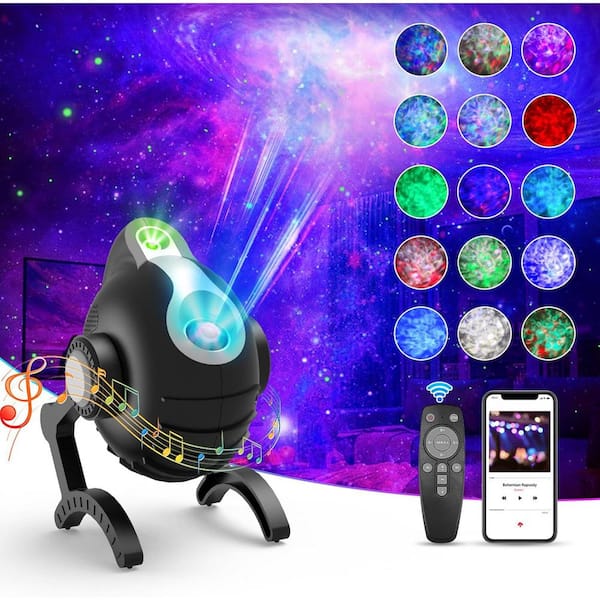 Night Light-Robot Dog Star Projector, Starry Nebula Ceiling LED Lamp Built-in with Timer and Remote for Kids, Black