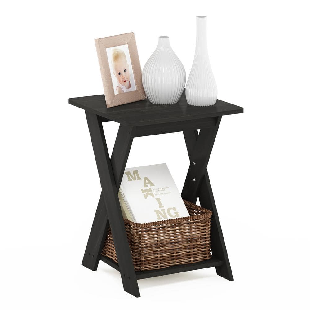 Espresso Modern Engineered Wood Rectangular End Table with Shelf