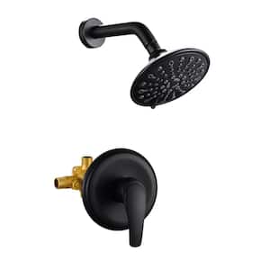 Single-handle Shower Faucet Set With 6-spray Touch-clean Shower Head, Matte Black （Round-in Valve）
