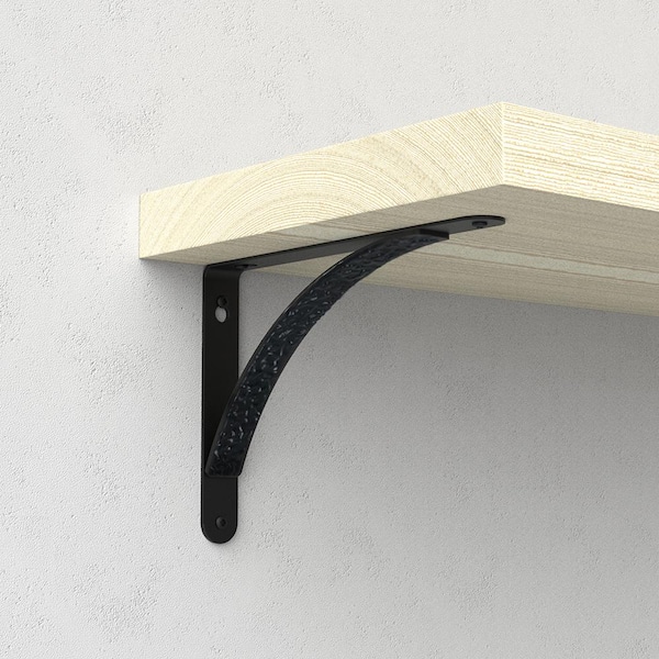 9in x 6. 5in Black Steel Hammered Arch Decorative Shelf Bracket