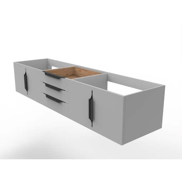 castellousa Alpine 71.75 in. W x 18.75 in. D x 14.25 in. H Bath Vanity Cabinet without Top in Matte Gray with Black Trim
