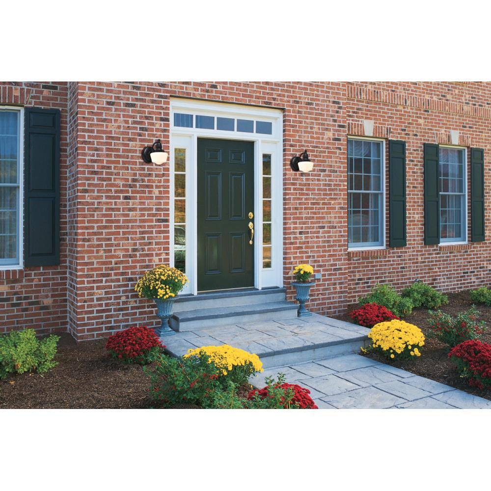 Eddystone Textured Black Outdoor Wall Sconce with White Opal Glass