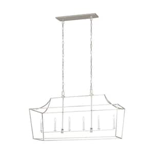 Southold 48 in. W x 25.375 in. H 6-Light Polished Nickel Linear Lantern Chandelier with No Bulbs Included