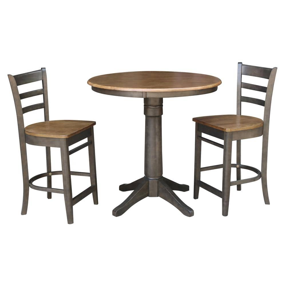 International Concepts Olivia 3-Piece 36 in. Hickory/Coal Round Solid ...