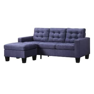 Earsom 32 in. Square Arm 1- Piece Linen Specialty Sectional Sofa in Blue with Tufted Back