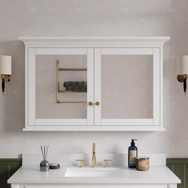 48 in. W x 30 in. H Rectangular Surface Mount Soild Wood Medicine Cabinet with Mirror, Blum Soft-close Hinges