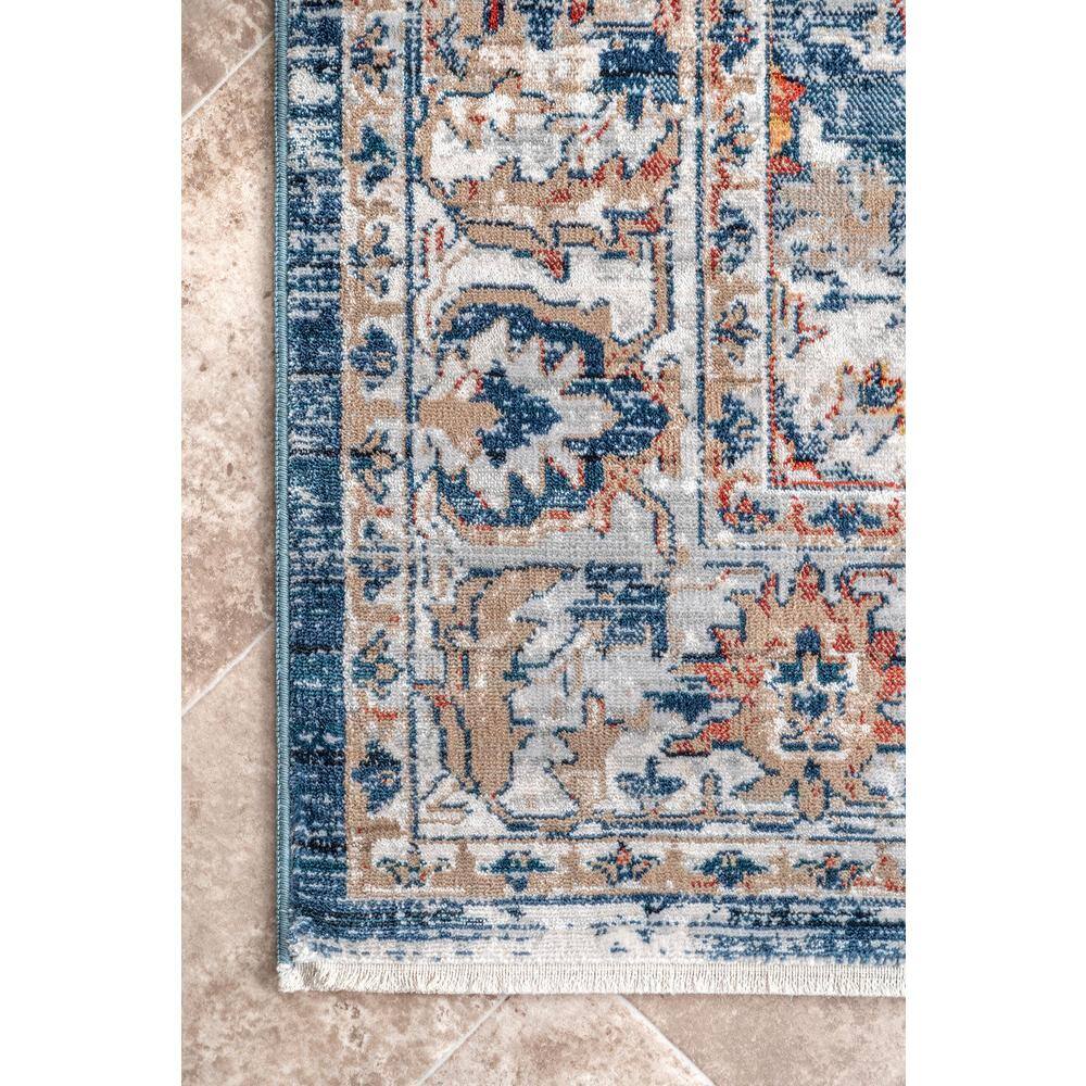 Reversible 6' Square Gray Synthetic Easy-Care Area Rug