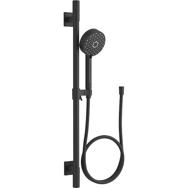 KOHLER Awaken 3-Spray Round Wall Bar Shower Kit with Hand Shower in Matte Black