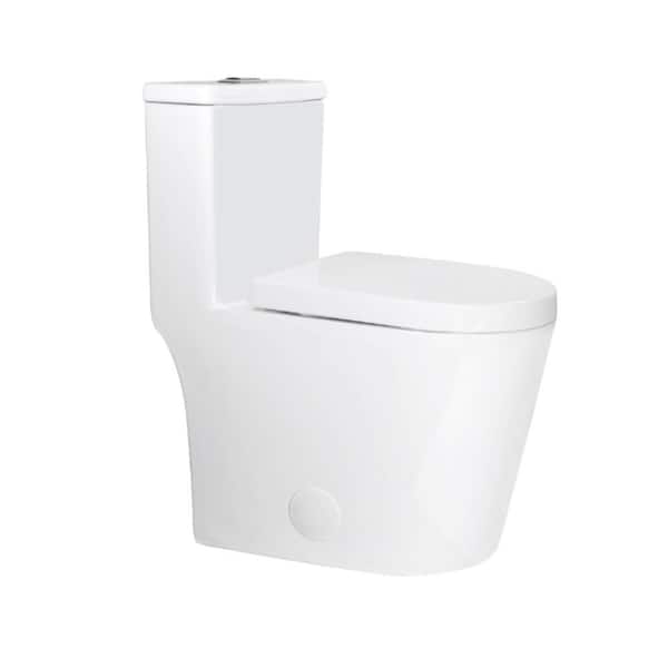 Small Compact 23 in. 1-Piece 0.8/1.6 GPF Dual Flush Round Toilet in White Seat Included