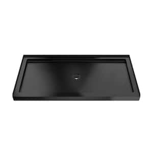 SlimLine 60 in. L x 36 in. W Alcove Rectangular Black Shower Pan Base with 2 in. Round Center Drain in Matte Black