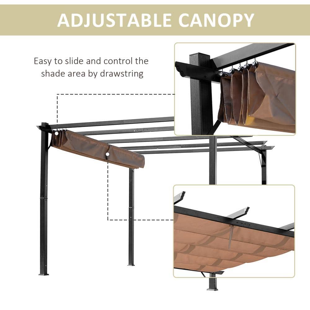 Charcoal Grey Aluminum Pergola with Retractable Canopy