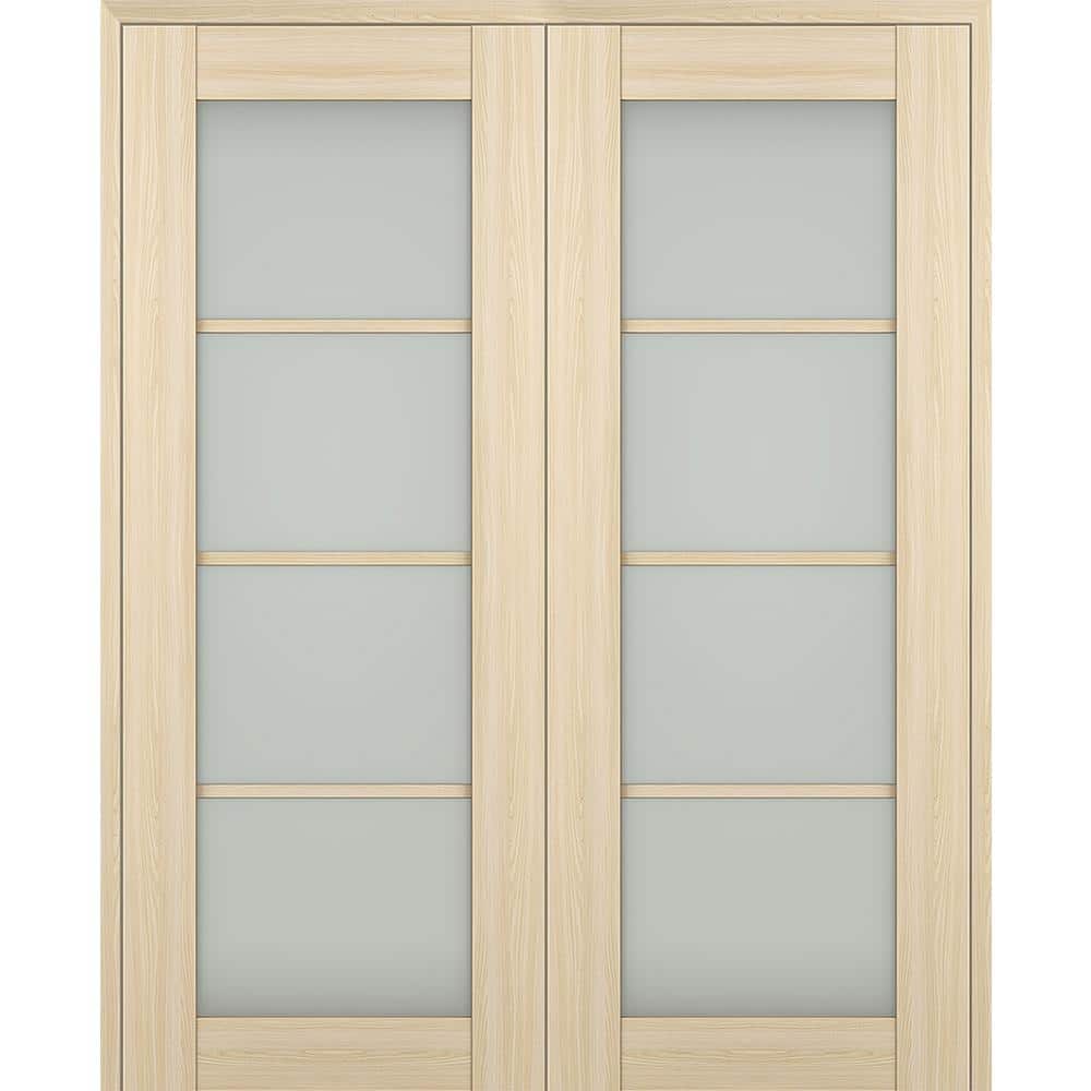 "Vona 48""x 80"" Both Active 4-Lite Frosted Glass Loire Ash Wood Composite Double Prehung French Door" price history on PriceWatchPro