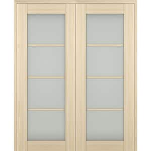 Vona 48"x 80" Both Active 4-Lite Frosted Glass Loire Ash Wood Composite Double Prehung French Door