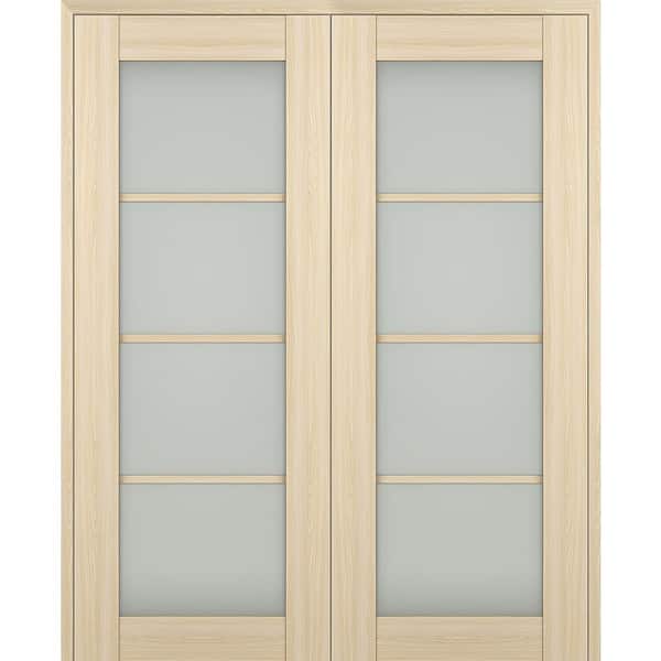 Belldinni Vona 48"x 80" Both Active 4-Lite Frosted Glass Loire Ash Wood Composite Double Prehung French Door
