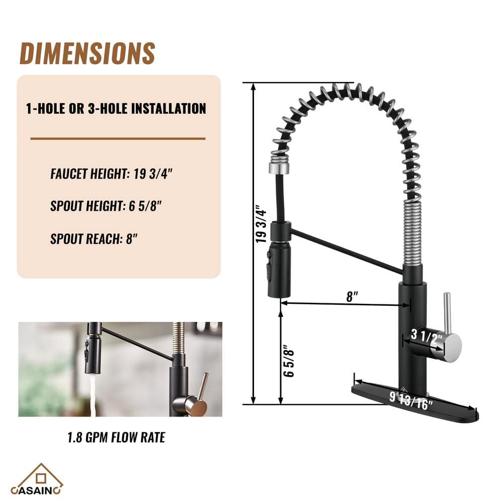 Matte Black and Brushed Nickel Pull Down Kitchen Faucet
