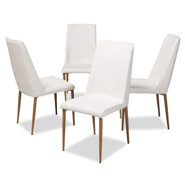 Baxton Studio Chandelle White Faux, Leather Upholstery For Dining Chairs